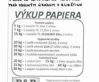 Výkup papiera dňa 10.06.2025