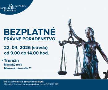 Bezplatná právna pomoc v meste Trenčín dňa 22.4.2026