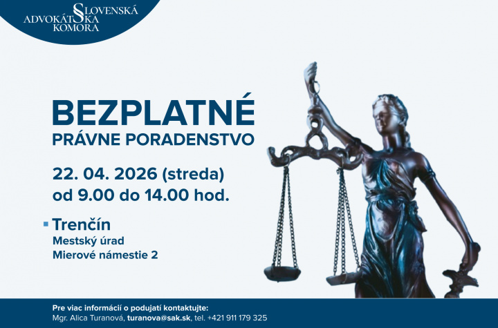 Bezplatná právna pomoc v meste Trenčín dňa 22.4.2026