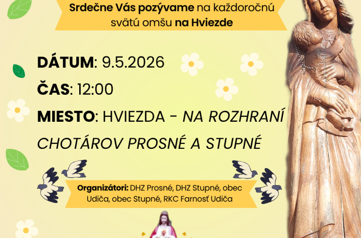 Svätá omša a priateľské posedenie na Hviezde dňa 9.5.2026 
