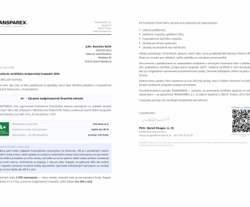 Certifikát . Zodpovedný hospodár 2025