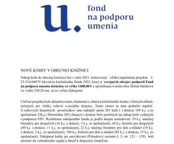 Nové knihy v obecnej knižnici v Dolnej Marikovej