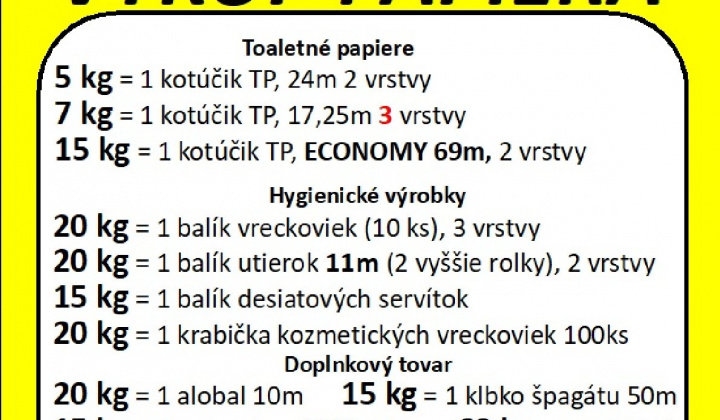 Oznámenie o výkupe papiera dňa 05.08.2026 (streda) v čase od 15.40 hod. do 15.50 hod. pred obecným úradom.